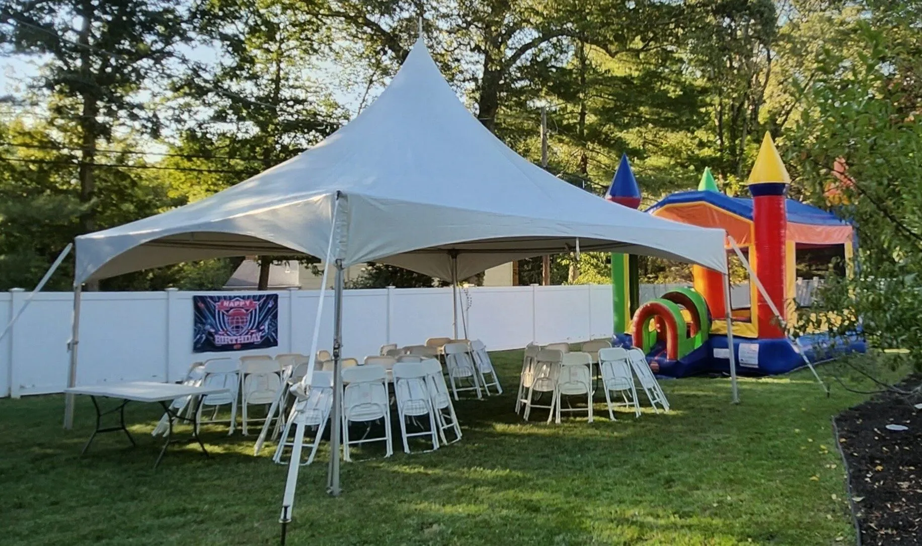 Bronze tent package — 20x20 high peak tent on Long Island NY