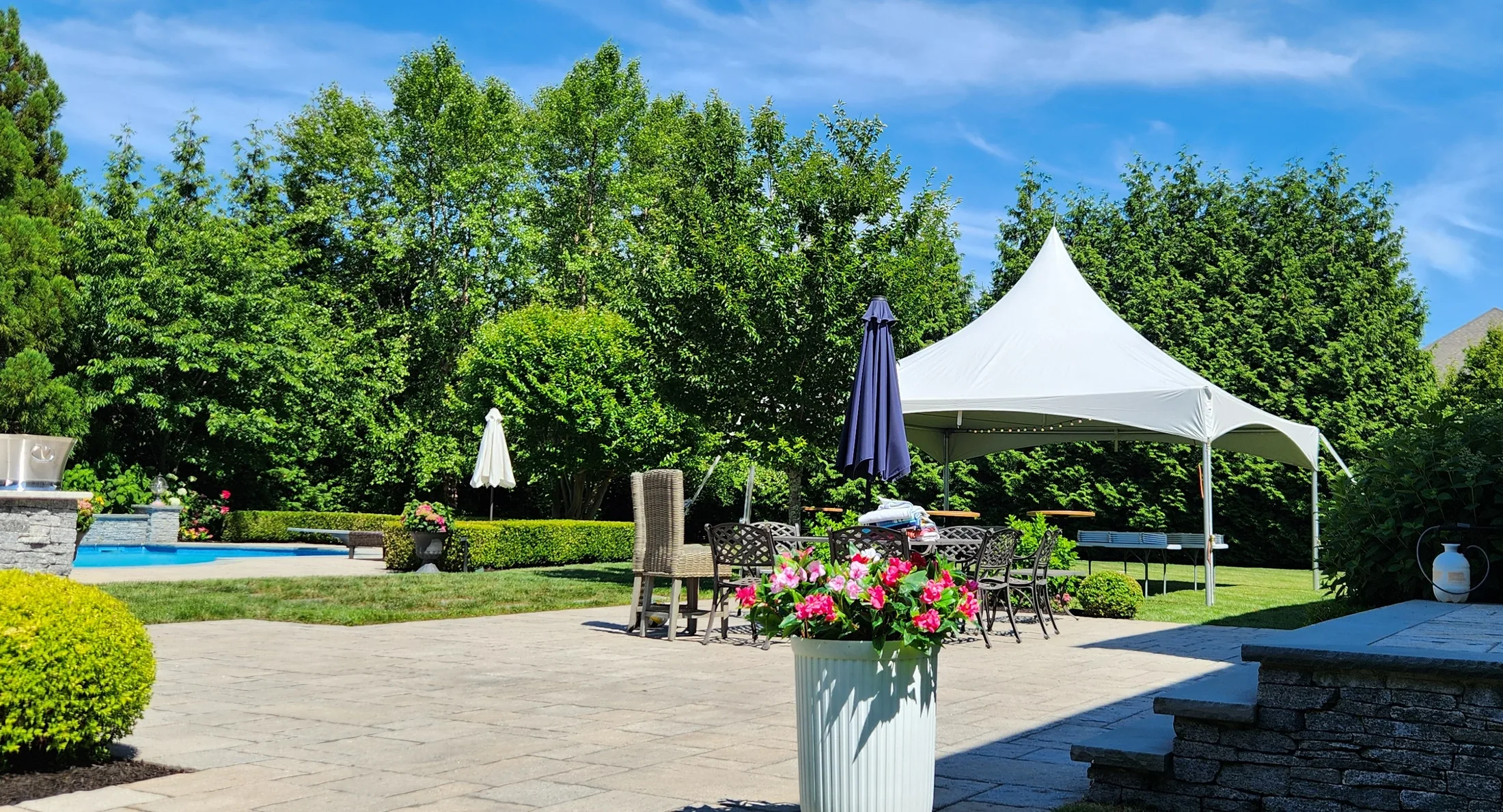 Bronze tent package, 20x20 high peak tent on Long Island NY