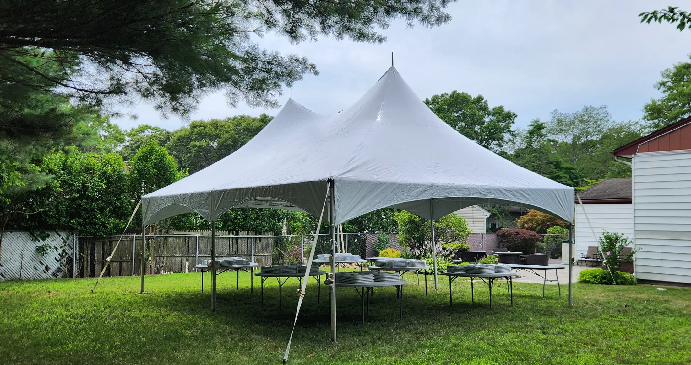 Silver tent package, 20x30 high peak tent on Long Island NY