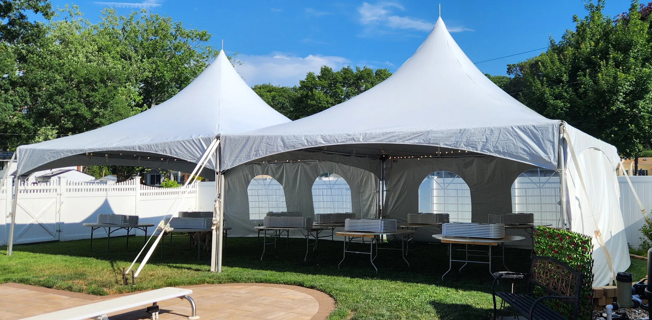 Gold tent package, 20x40 high peak tent on Long Island NY