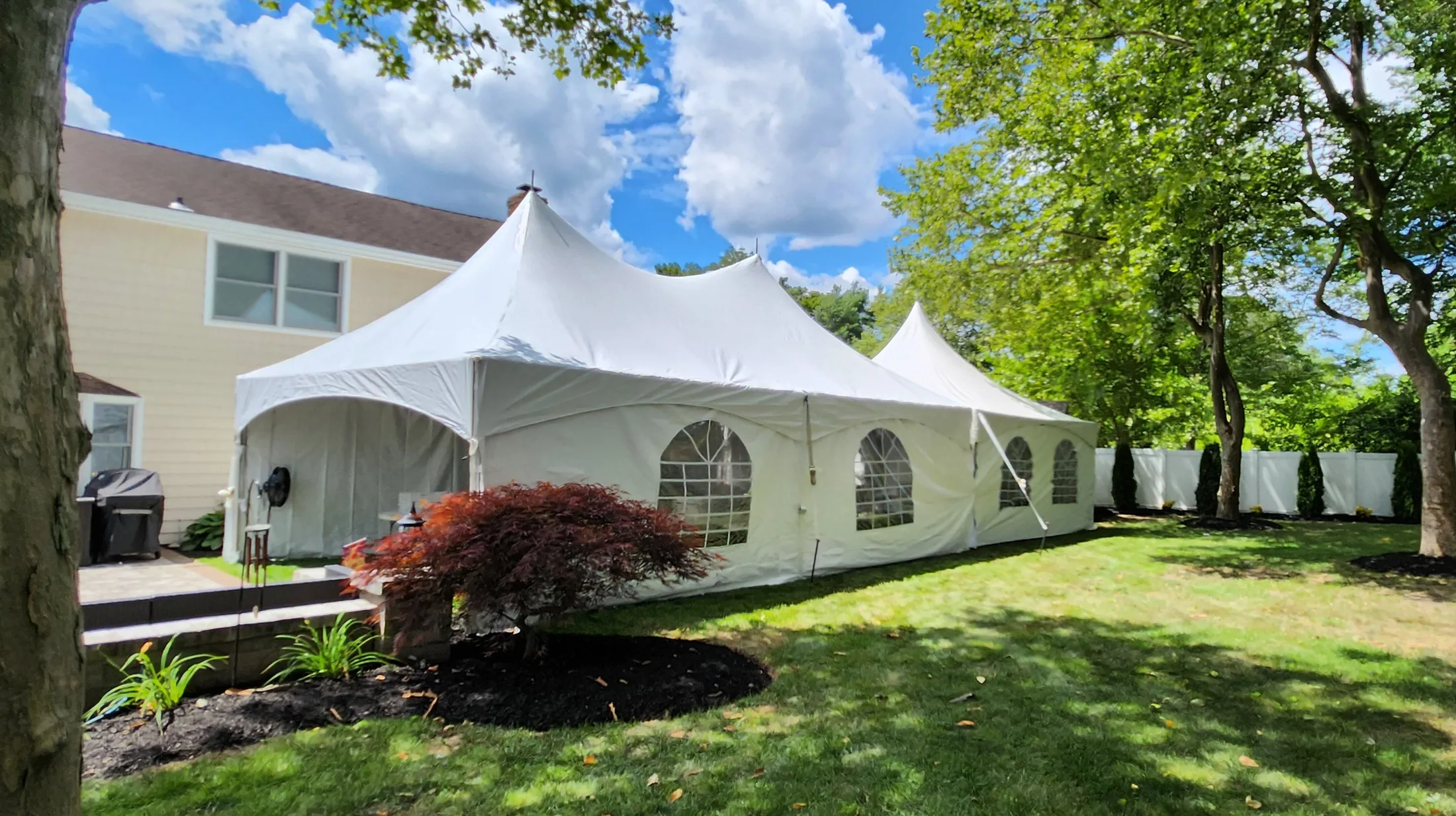20x50 high peak tent package with sidewalls on Long Island NY