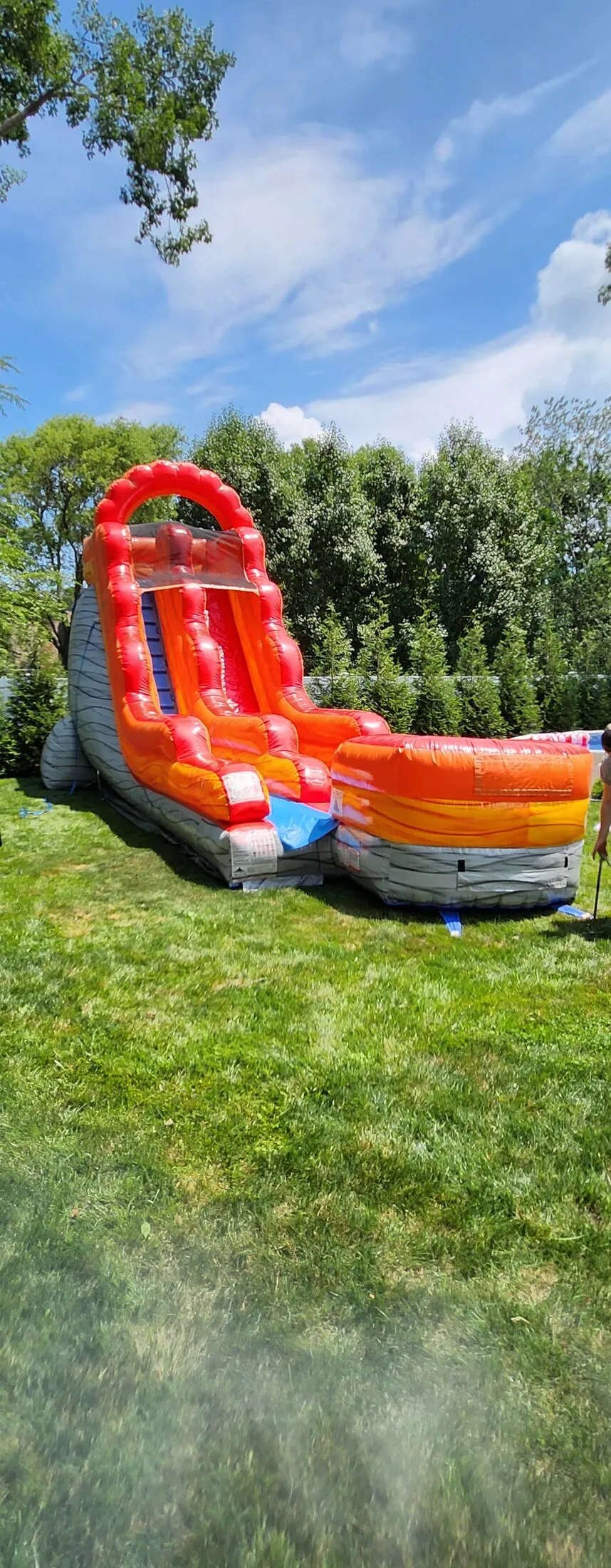 Marble Fire single lane inflatable water slide rental Long Island NY