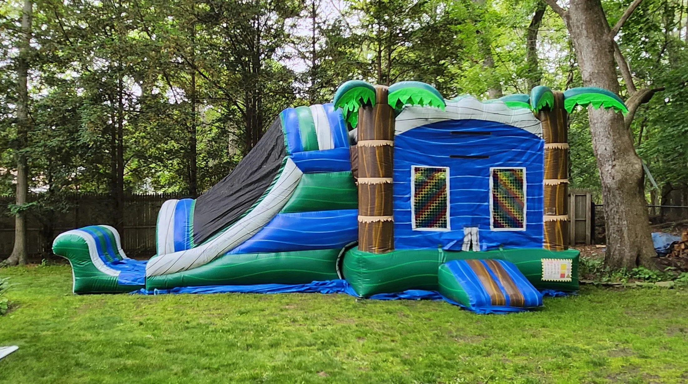 Marble Tropical bounce house slide combo rental Long Island NY